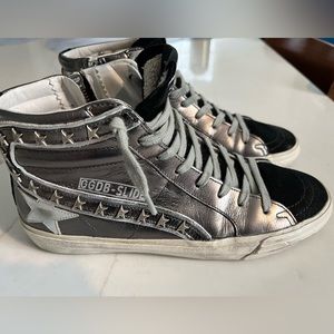 Golden Goose Slide Laminated Star Stud Sneakers 38